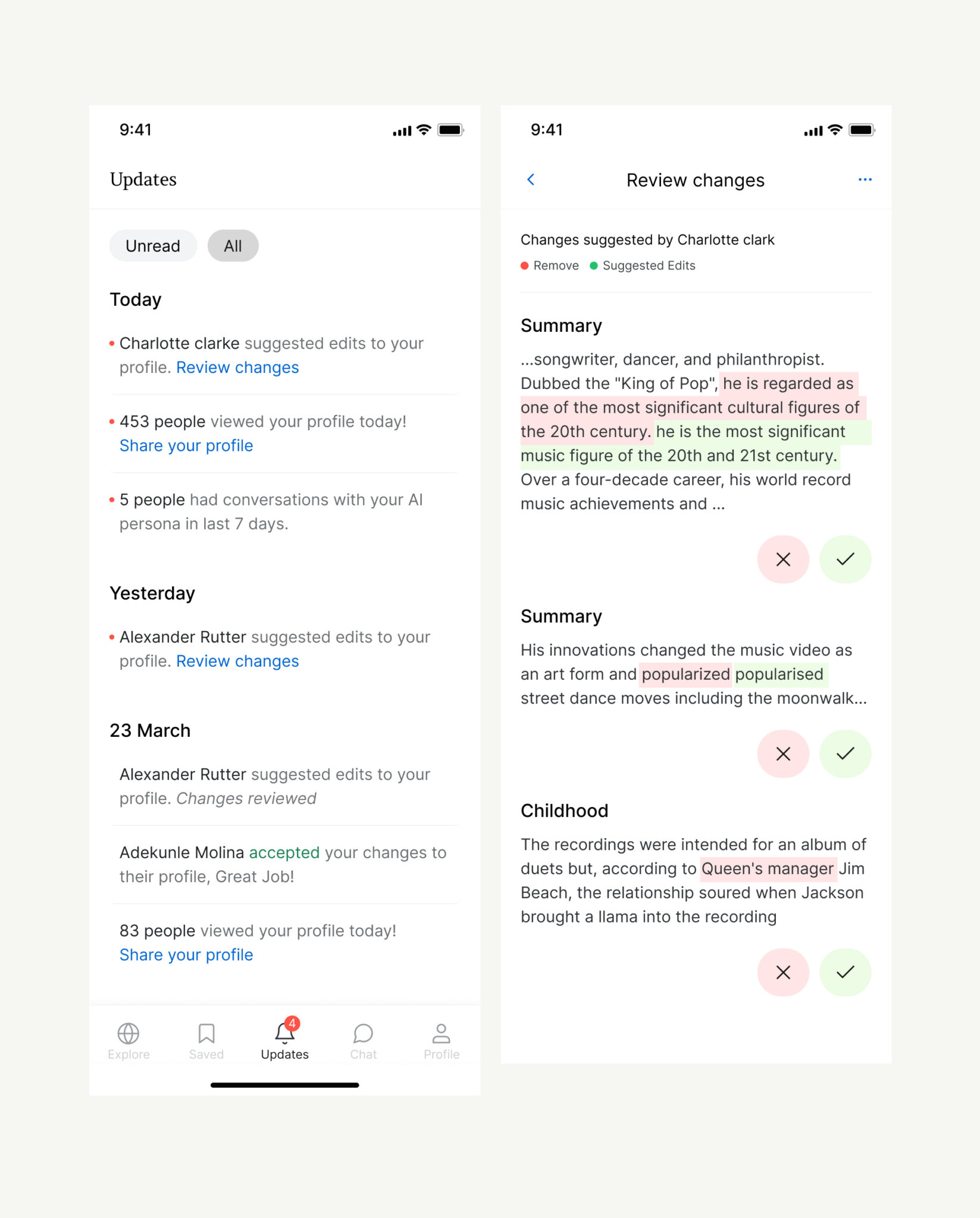 suggested changes
